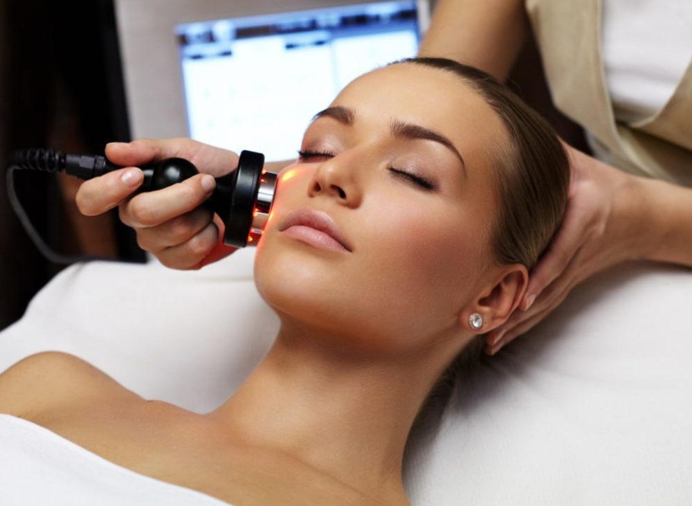 Woman receiving LDM ultrasound Hydra Facial Booster treatment at Yeppeun Skin Clinic, a DHA-licensed Korean-standard skin clinic in Jumeirah 2, Dubai